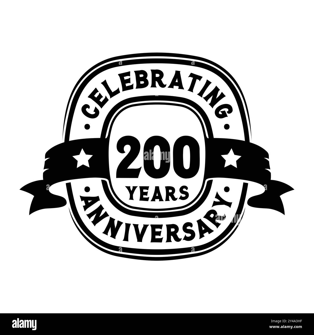 Modello di disegno del logo per la celebrazione del 200° anniversario. Vettore e illustrazione per il 20° anniversario. Illustrazione Vettoriale