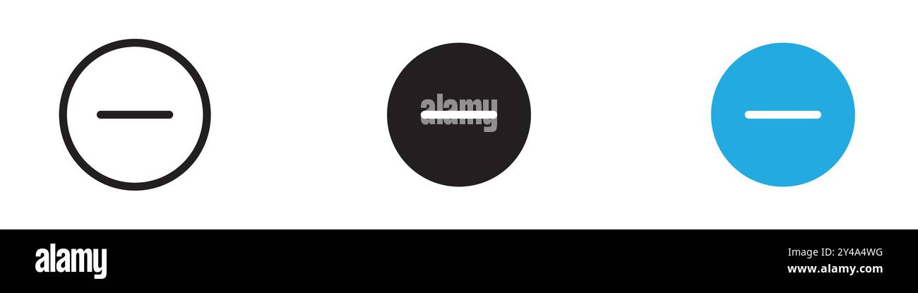 Icona meno linea vettoriale logo segno o set di simboli stile contorno collezione Illustrazione Vettoriale
