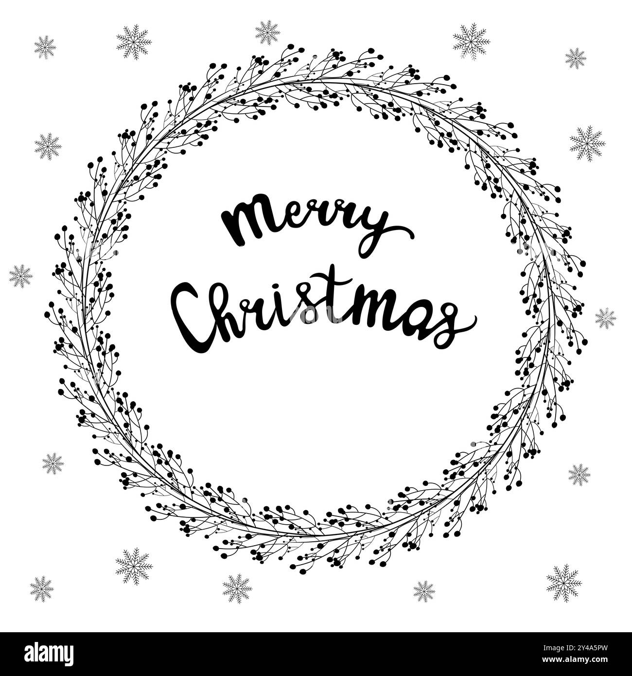 Corona di Natale con l'iscrizione buon Natale su sfondo bianco Illustrazione Vettoriale