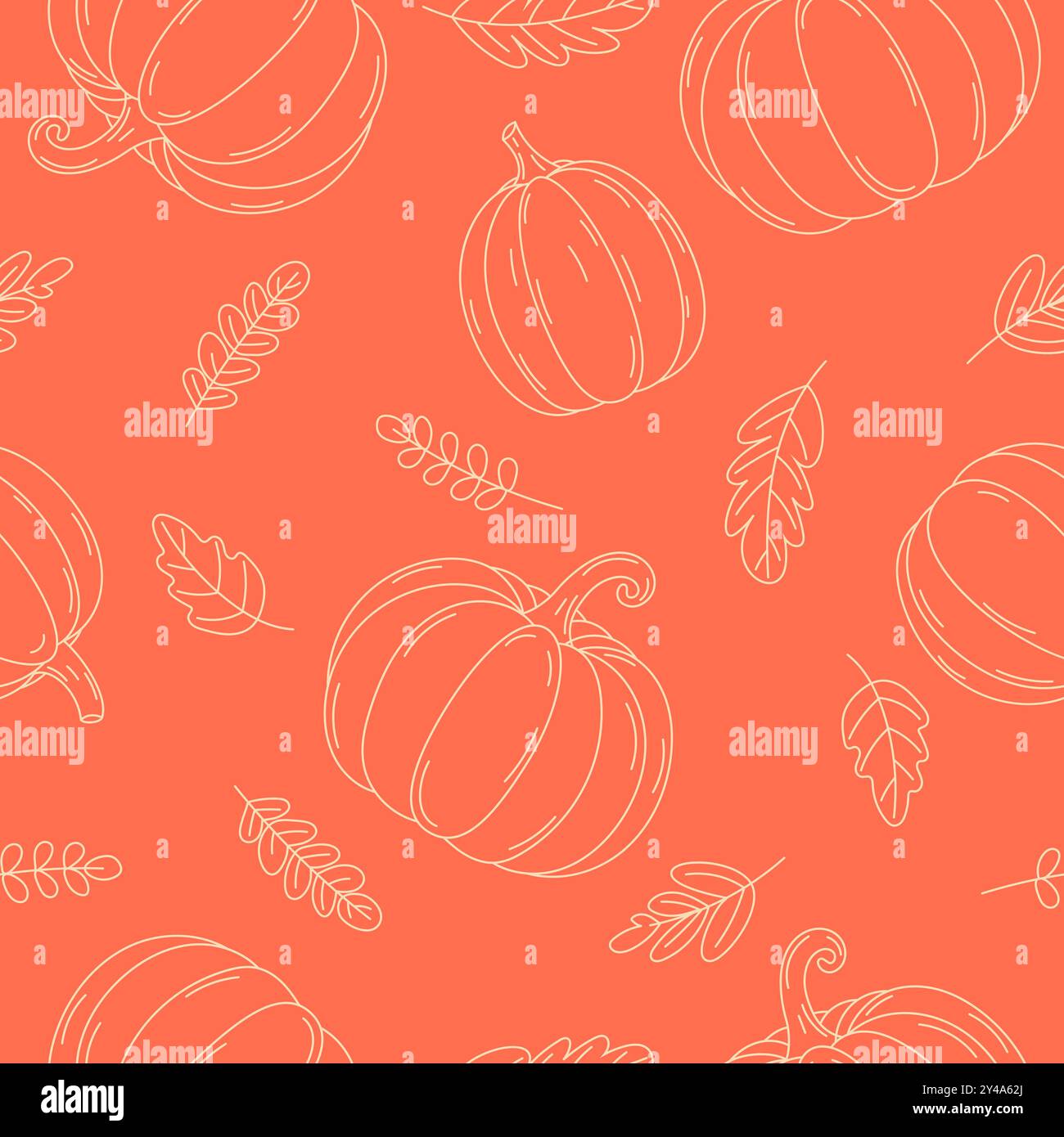 Motivo autunnale senza cuciture con zucche e foglie. Vector Autumn background EPS10 Illustrazione Vettoriale