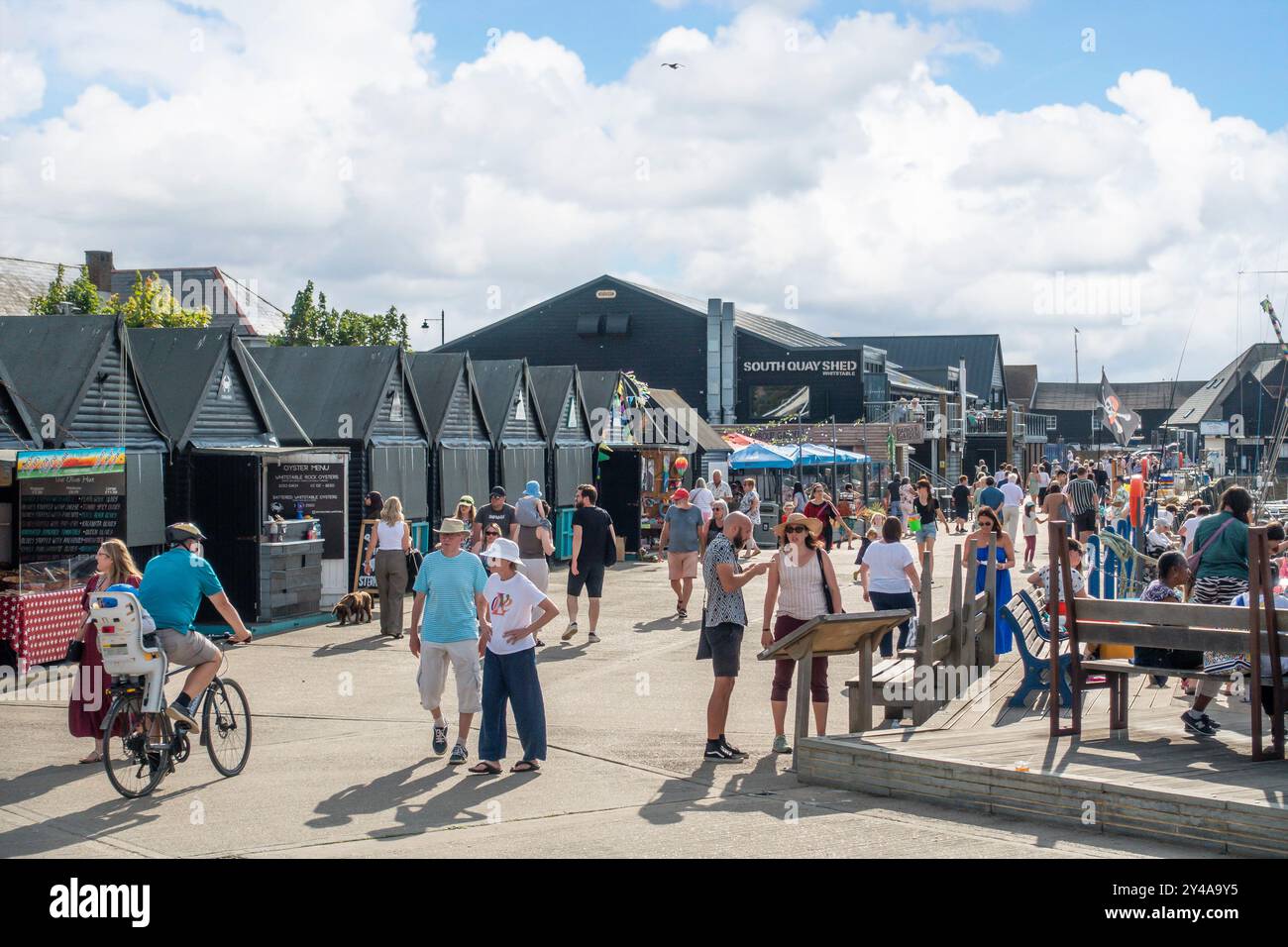 Whitstable Harbour, affollato, affollato, Sunny Day, Whitstable, Kent, Inghilterra Foto Stock