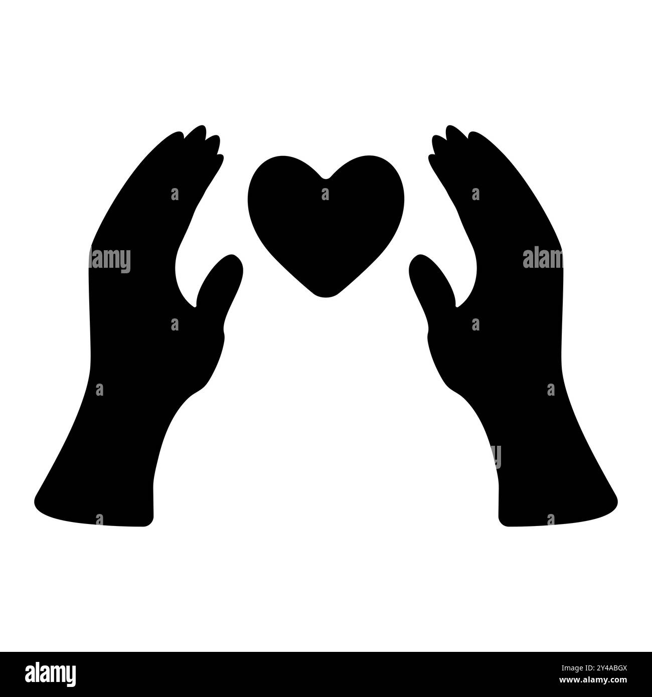 Un'illustrazione di un cuore circondato da due mani su entrambi i lati, che indica la protezione sociale Illustrazione Vettoriale