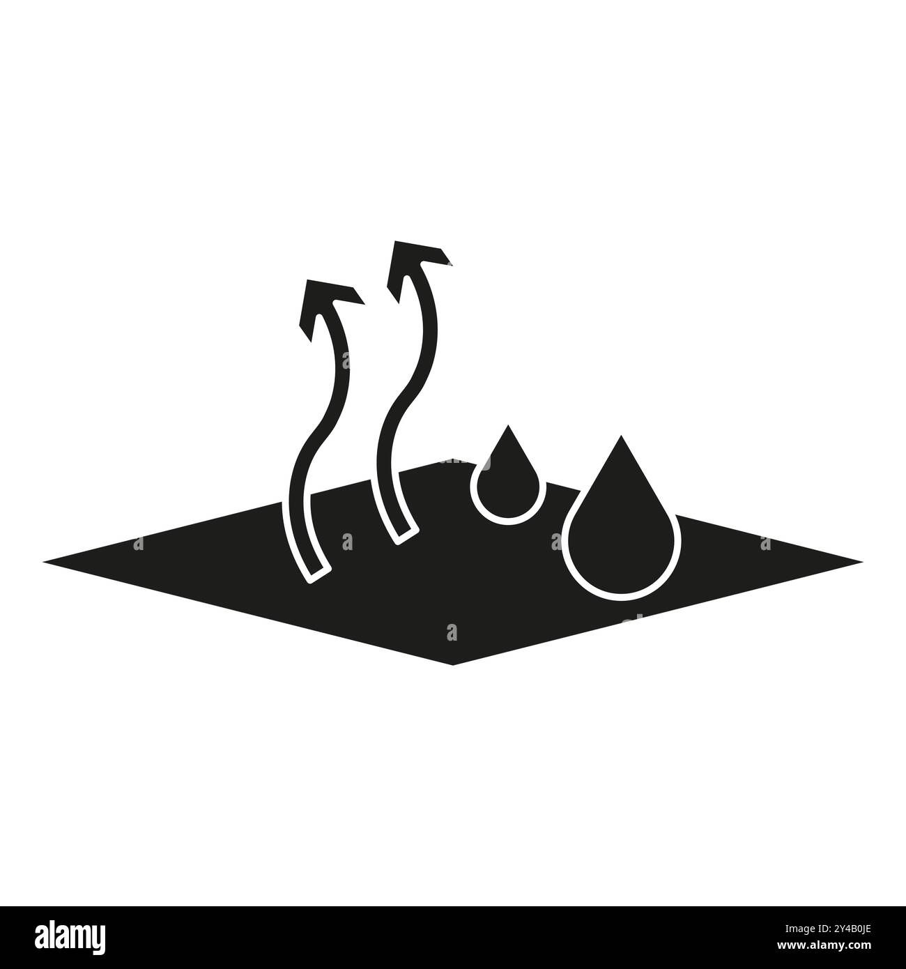 Icona del materiale impermeabile. Illustrazione delle goccioline di liquido. Simbolo di resistenza all'acqua. Design per evaporazione superficiale. Illustrazione Vettoriale