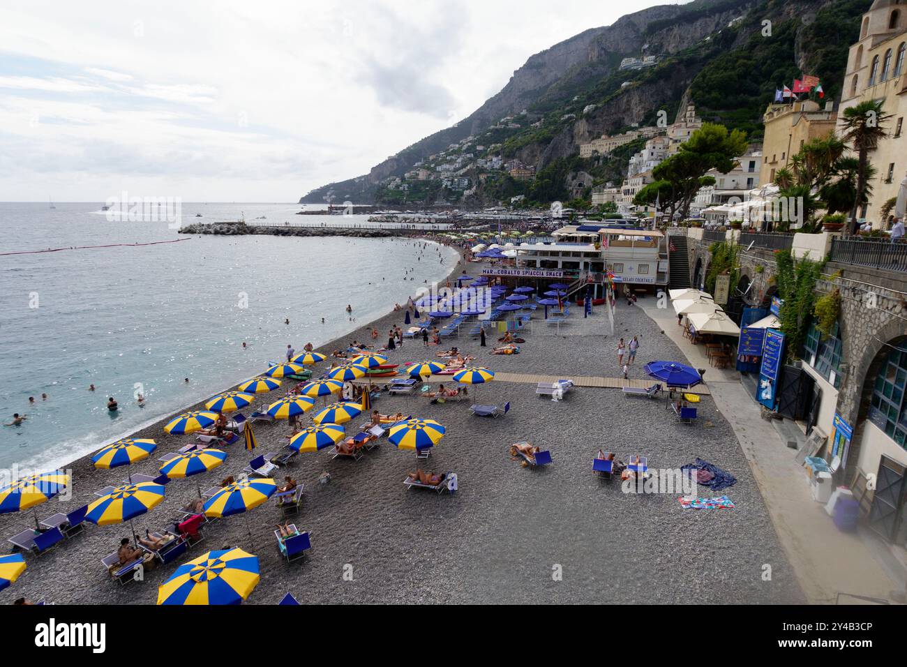 Veduta aerea di Amalfi in provincia di Salerno, nella regione Campania, Italia, Europa Foto Stock