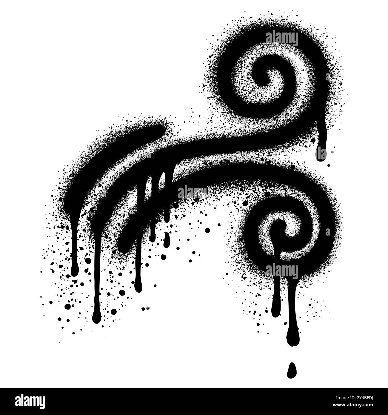 Avvolgere i graffiti con vernice spray nera. illustrazione vettoriale. Illustrazione Vettoriale