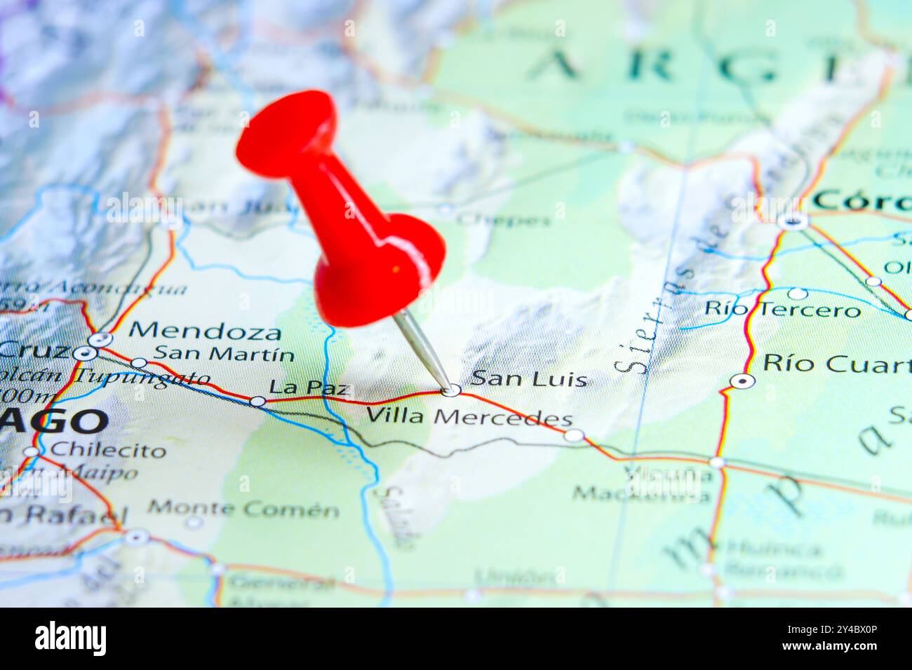 San Luis, Argentina, spilla sulla mappa Foto Stock