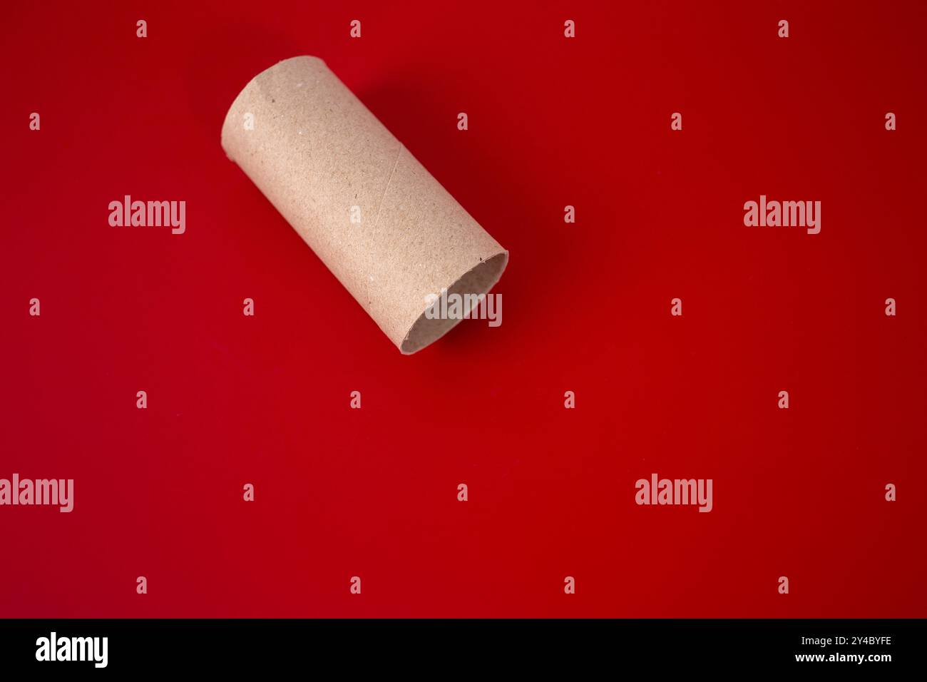 rotolo di carta igienica su sfondo rosso, materiali per creare carta artigianale Foto Stock