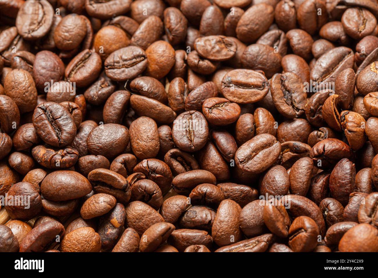 Chicchi di caffè tostati in dettaglio Foto Stock