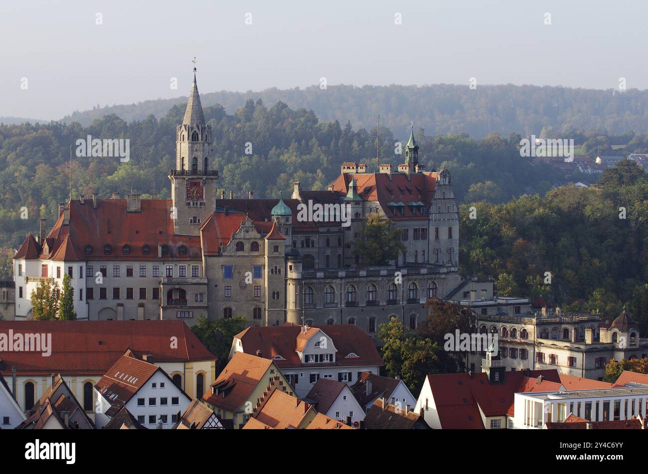 Castello di Sigmaringen, vista sud Foto Stock