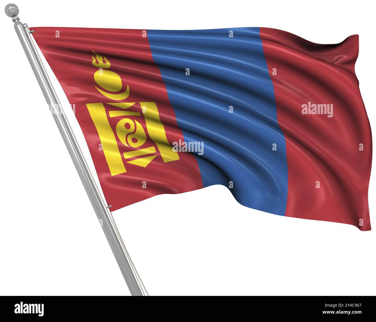 Flag of Mongolia, si tratta di un'immagine generata dal computer e rappresentata in 3d. Foto Stock