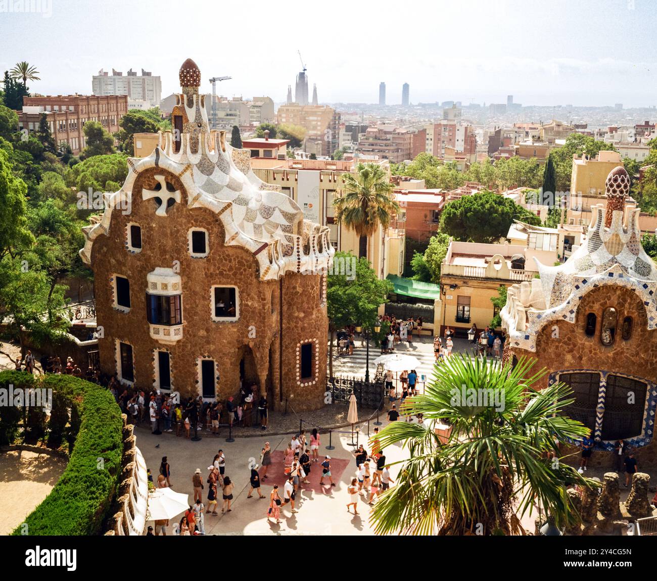 Park Güell, Barcellona, Catalogna, Spagna, Europa. Foto Stock