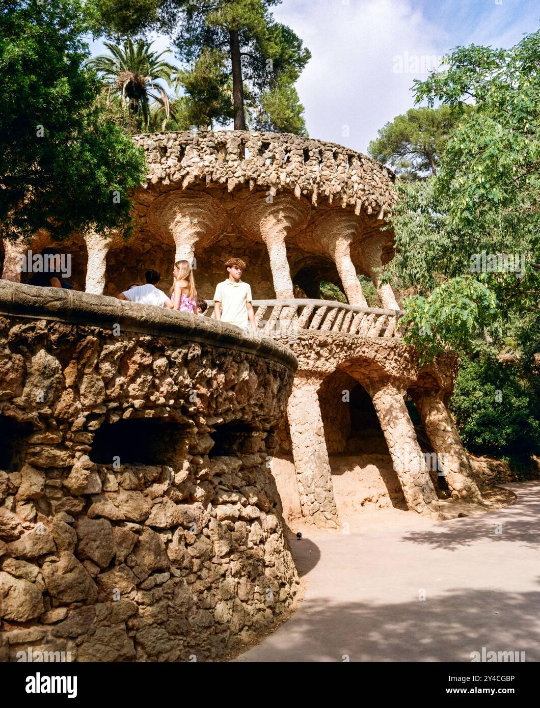 Park Güell, Barcellona, Catalogna, Spagna, Europa. Foto Stock