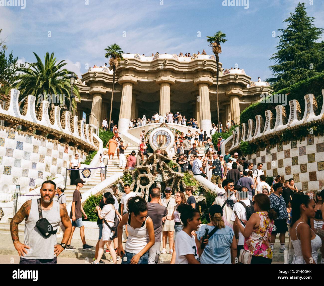 Park Güell, Barcellona, Catalogna, Spagna, Europa. Foto Stock