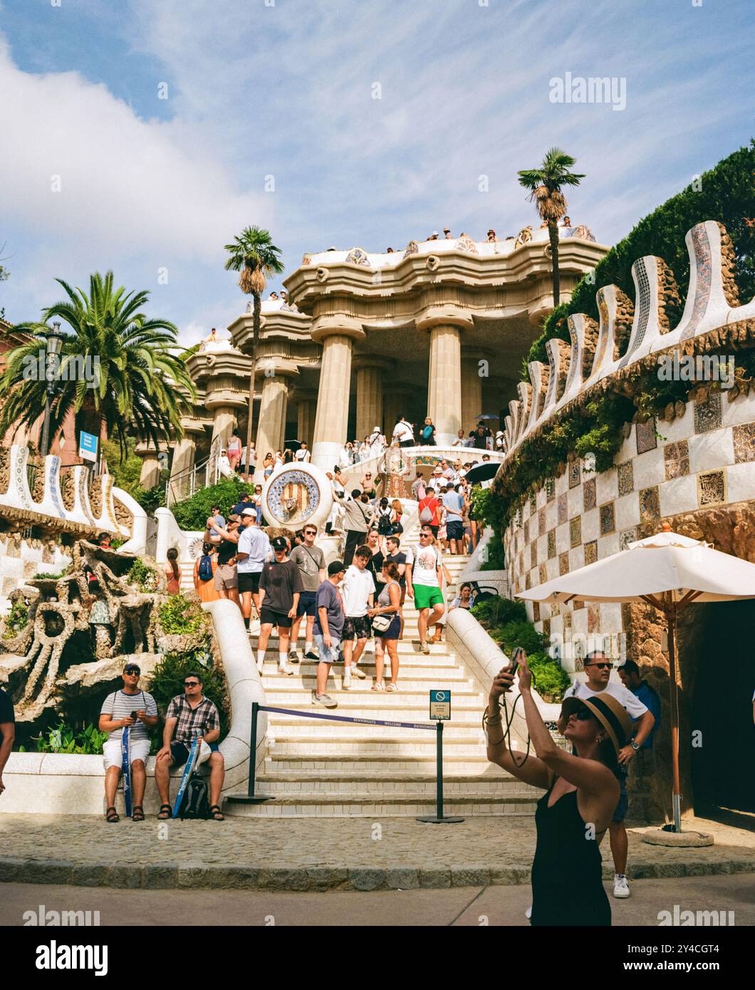 Park Güell, Barcellona, Catalogna, Spagna, Europa. Foto Stock