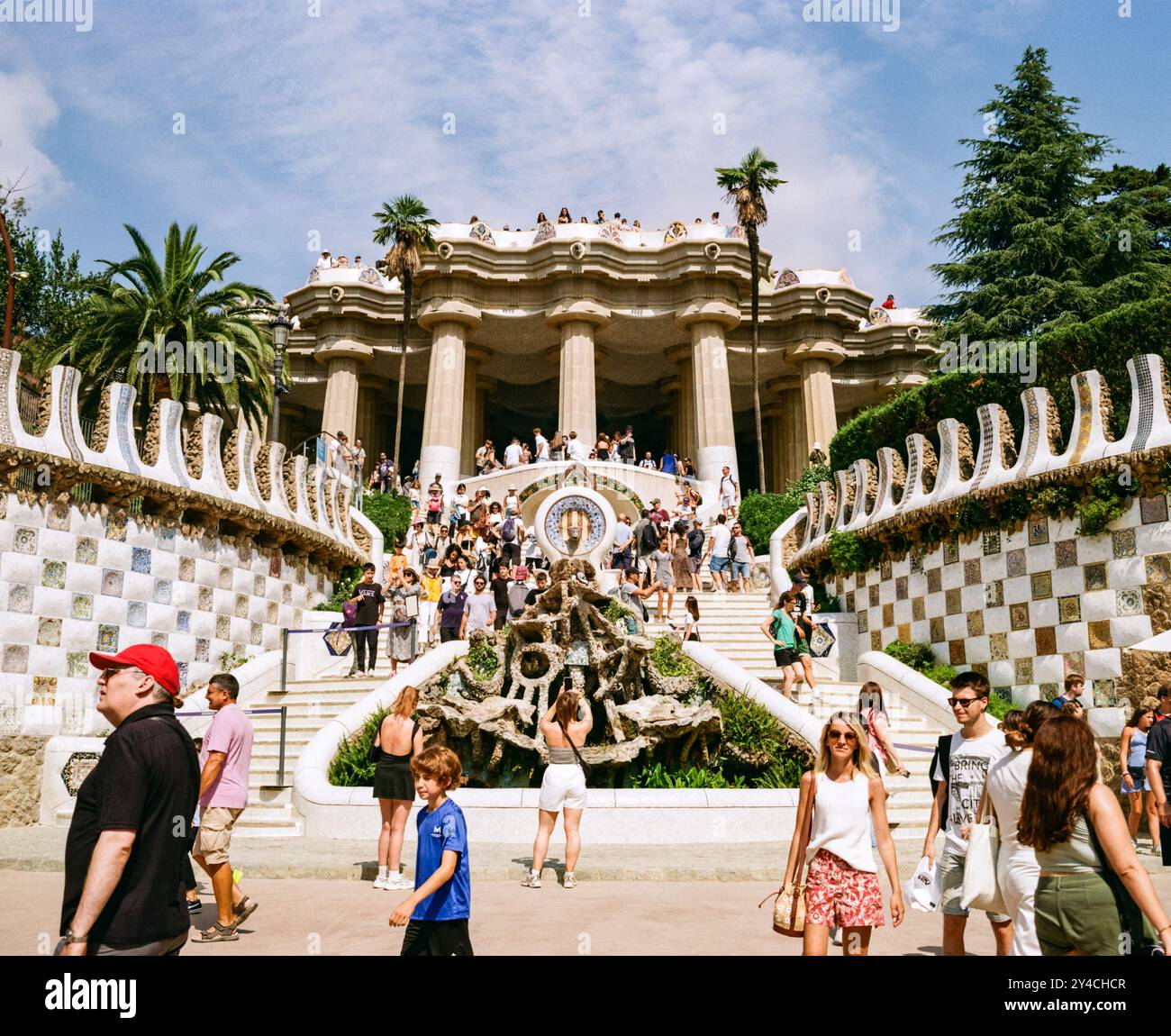 Park Güell, Barcellona, Catalogna, Spagna, Europa. Foto Stock