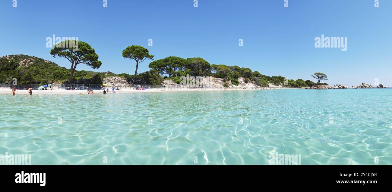 Acque cristalline a Palombaggia, Tamaricciu, Corsica Foto Stock