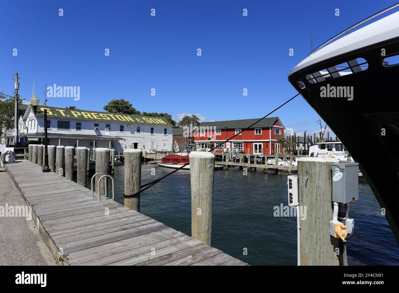 Porto di Greenport, biforcazione nord di Long Island, New York orientale Foto Stock