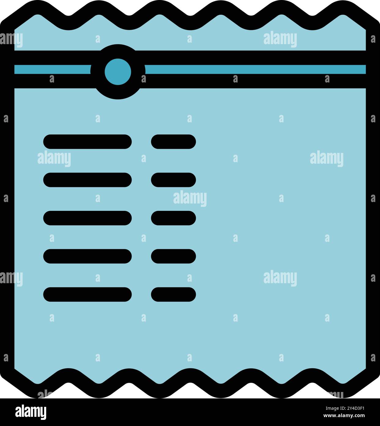 Semplice icona di una fattura di carta blu, spesso utilizzata per rappresentare pagamenti, fatture o transazioni finanziarie Illustrazione Vettoriale