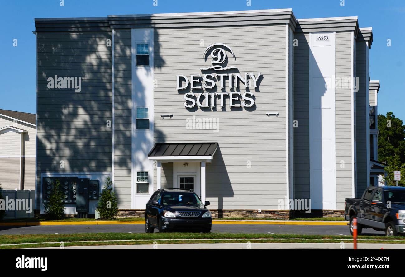 Rehoboth Beach, Delaware, U.S.A - 2 settembre 2024 - The Destiny Suites Hotel sulla Route 1 Foto Stock