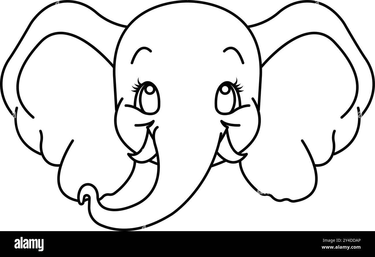 Logo elefante. Logo con testa di elefante dallo stile minimal Illustrazione Vettoriale