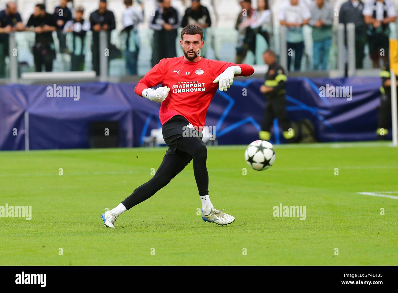 Joel Drommel del PSV Eindhoven durante la partita di UEFA Champions League tra Juventus FC e PSV Eindhoven all'Allianz Stadium il 17 settembre 2024 Foto Stock