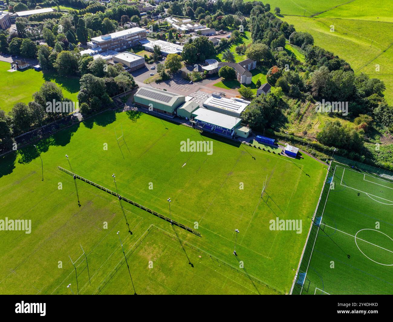 Vista aerea del Cupar Howe of Fife RFC Ground Foto Stock