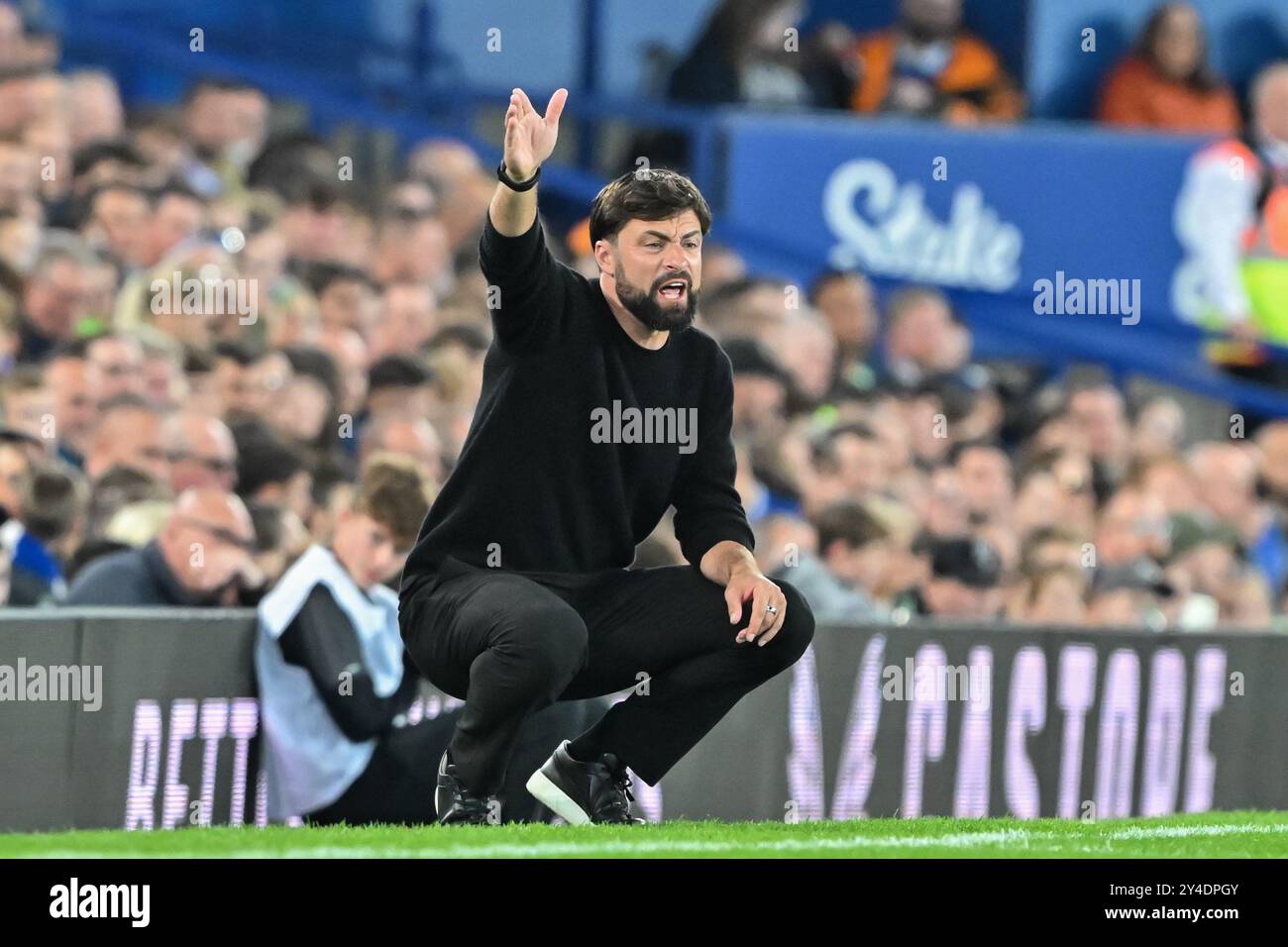 Liverpool, Regno Unito. 17 settembre 2024. Russell Martin manager del Southampton reagisce durante la partita della Carabao Cup Everton vs Southampton al Goodison Park, Liverpool, Regno Unito, 17 settembre 2024 (foto di Cody Froggatt/News Images) a Liverpool, Regno Unito, il 17 settembre 2024. (Foto di Cody Froggatt/News Images/Sipa USA) credito: SIPA USA/Alamy Live News Foto Stock