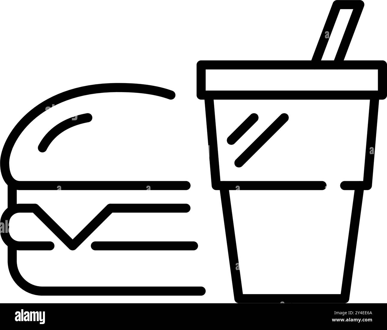 Hamburger e bibite analcoliche. Consegna rapida di fast food. Pixel Perfect, icona del vettore di traccia modificabile Illustrazione Vettoriale