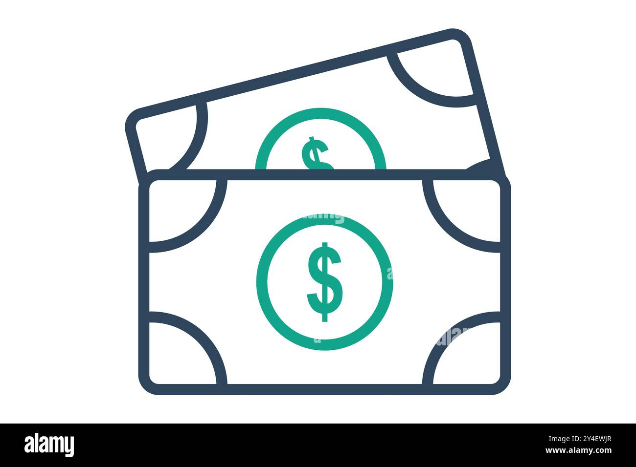 Icona Cash. stile icona linea. dollaro di carta. icona relativa alla fattura e al pagamento. illustrazione vettoriale degli elementi aziendali Illustrazione Vettoriale