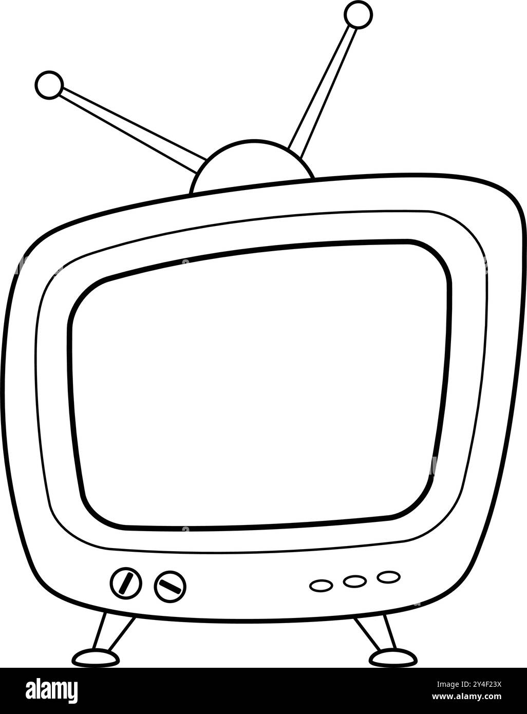 tv avveniristica retrò, con antenne, con illustrazioni vettoriali isolate su sfondo trasparente Illustrazione Vettoriale