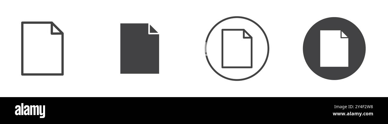 Icona formato impostata in stile contorno linea sottile e segno vettoriale lineare Illustrazione Vettoriale