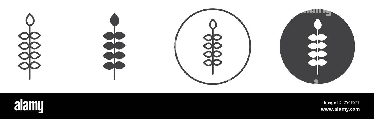 Icona grano impostata in stile contorno linea sottile e segno vettoriale lineare Illustrazione Vettoriale