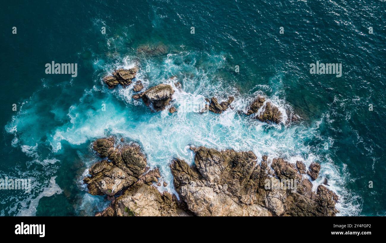 Vista aerea di Puerto Angel, una città messicana situata nello stato di Oaxaca, Messico Foto Stock