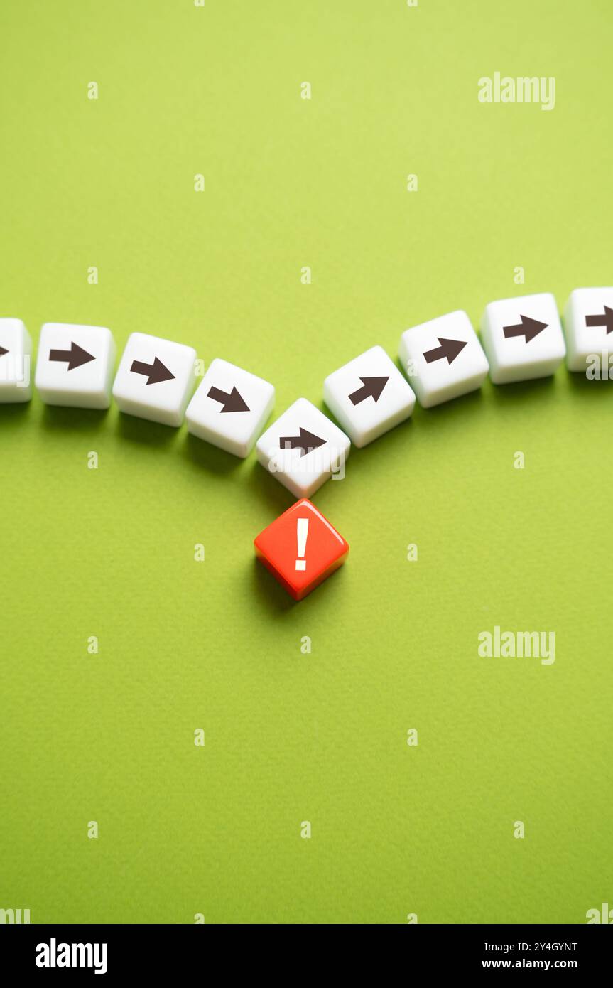 Un fattore che complica il processo. Rimuovere la barriera, migliorare l'efficienza e la facilità di lavoro. Effetto sul flusso di lavoro. Semplificare o automatizzare i processi. Rif Foto Stock