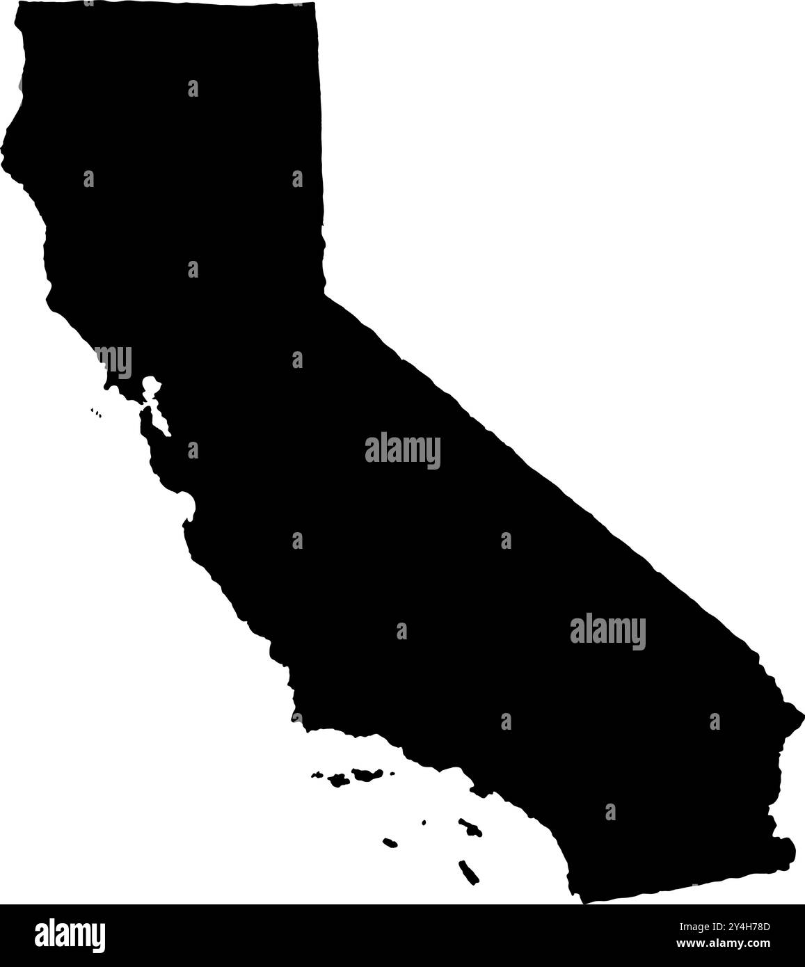 Illustrazione vettoriale della silhouette della mappa dello stato della California Illustrazione Vettoriale