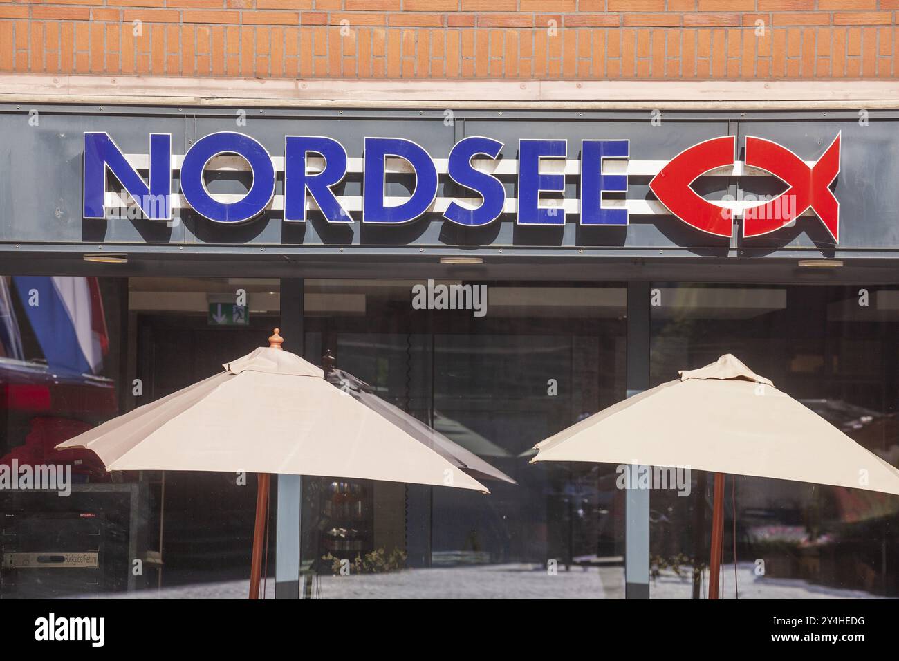 Logo Nordsee, catena di fast food, su un ristorante, Brema, Germania, Europa Foto Stock