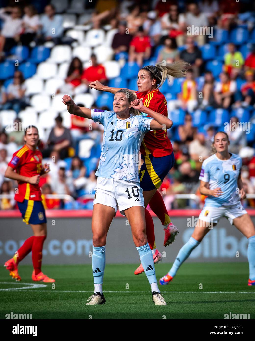 A Coruña, Spagna. 16 luglio 2024. UEFA Women's Eurocup Qualifier. Spagna vs Belgio. Stadio Riazor. Justine Vanhaevermaet Foto Stock