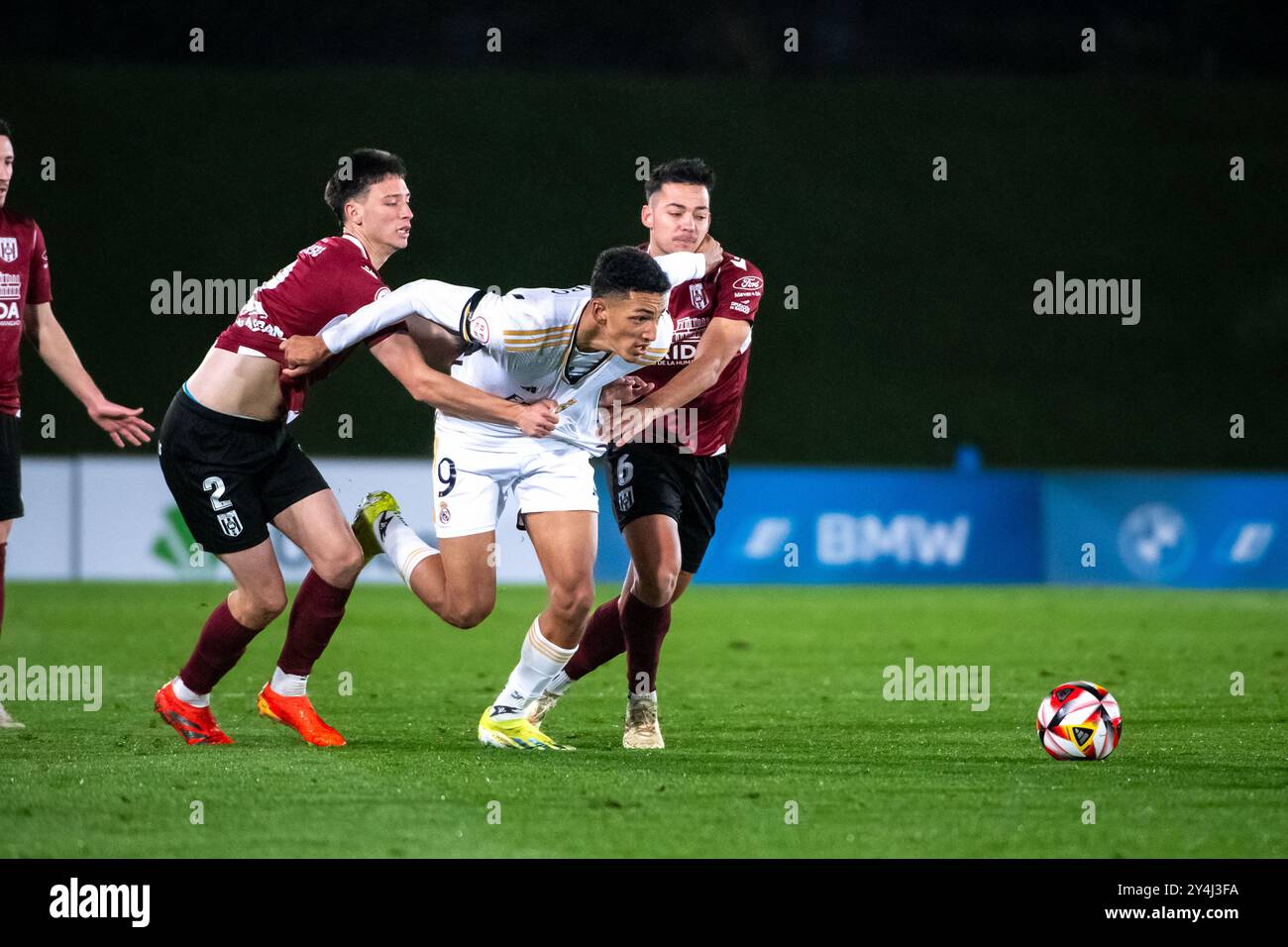 Madrid, Spagna. 11 febbraio 2024. 1 RFEF League Real Madrid Castilla vs ad Mérida. Stadio Alfredo di Stefano. Alvaro Rodríguez durante la partita Foto Stock