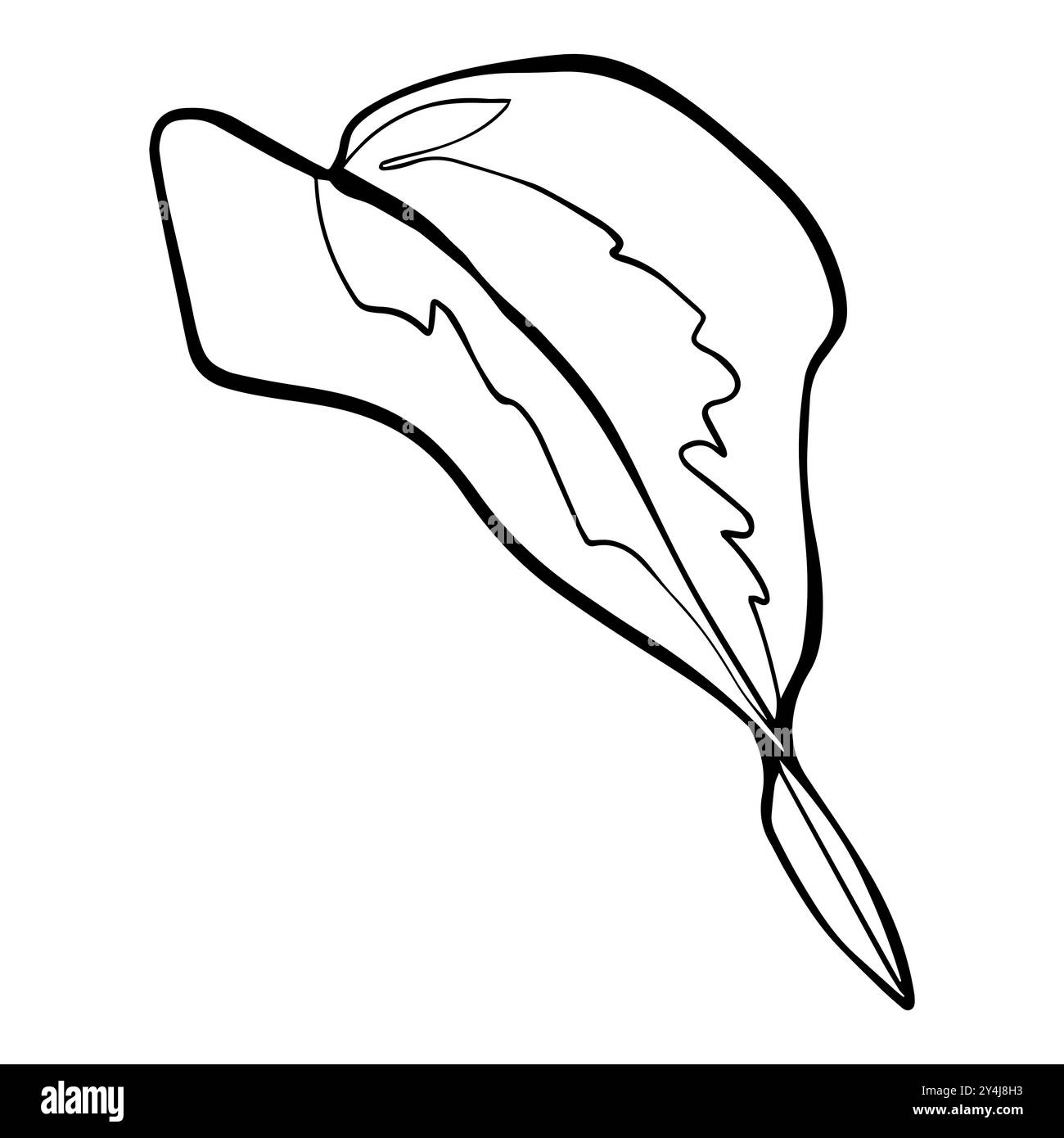 Grafica a foglia di edera. Disegnare la pianta dipinta con inchiostri neri. Fogliame di disegno lineare su isolato. Vettore stile line art per biglietti d'auguri Illustrazione Vettoriale