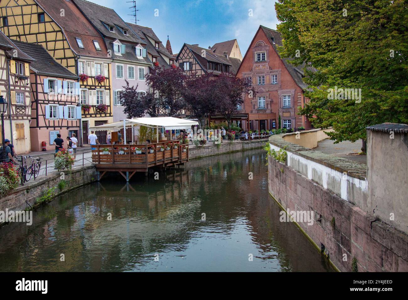 Il Fisherman's Quay è la zona di Colmar dove viveva la maggior parte dei pescatori professionisti. Foto Stock