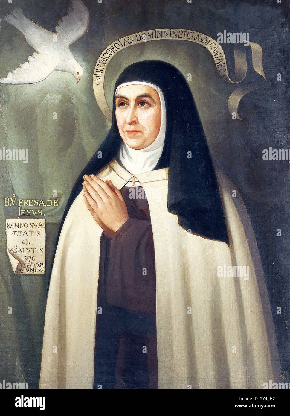 Teresa di Ávila (Teresa Sánchez de Cepeda Dávila y Ahumada; 1515 – 1582), Santa Teresa di Gesù, fu una suora carmelitana. Retrato de la Mística Española Santa Teresa de Jesús, dipinto di Eduardo Balaca Foto Stock