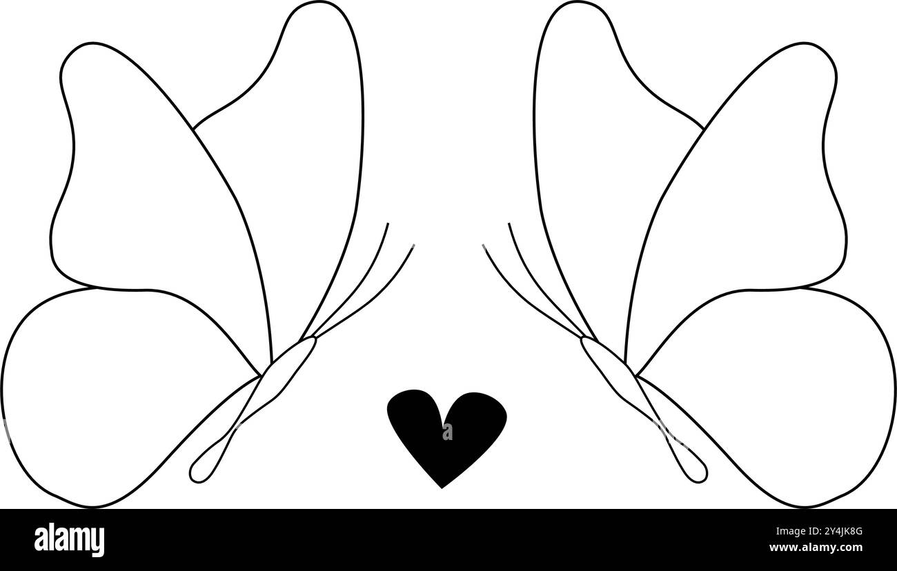 Logo Butterfly con illustrazione vettoriale minimalista in stile monolina Illustrazione Vettoriale