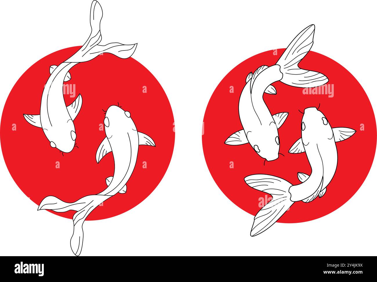 Simbolo e logo Koi Fish Vector illustrativi Illustrazione Vettoriale