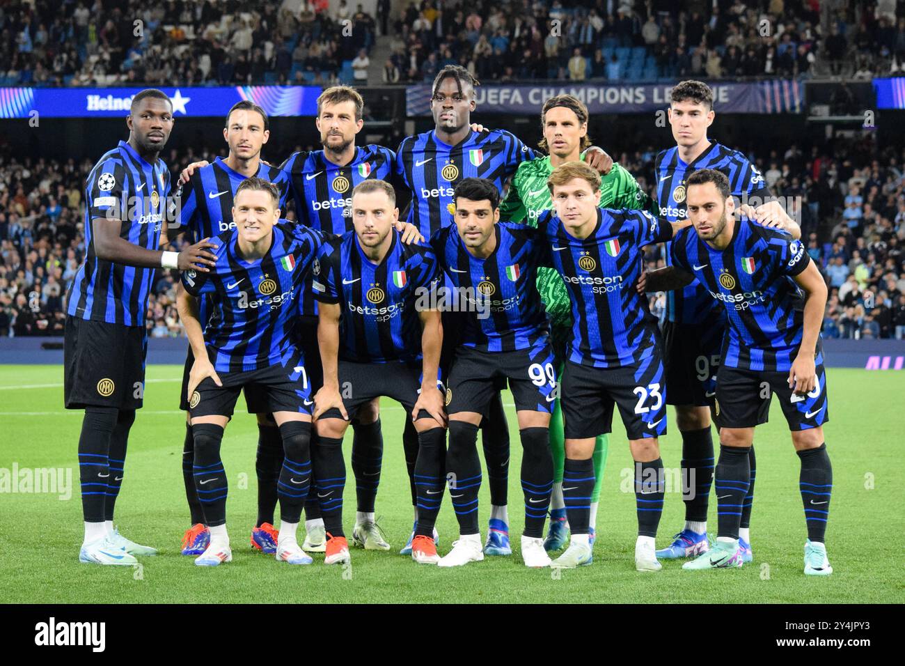 Manchester, Regno Unito. 18 settembre 2024. Foto della squadra Inter Milan in vista della partita del Manchester City FC vs Inter Milan Champions League 1° turno all'Etihad Stadium di Manchester, Inghilterra, Regno Unito il 18 settembre 2024 Credit: Every Second Media/Alamy Live News Foto Stock