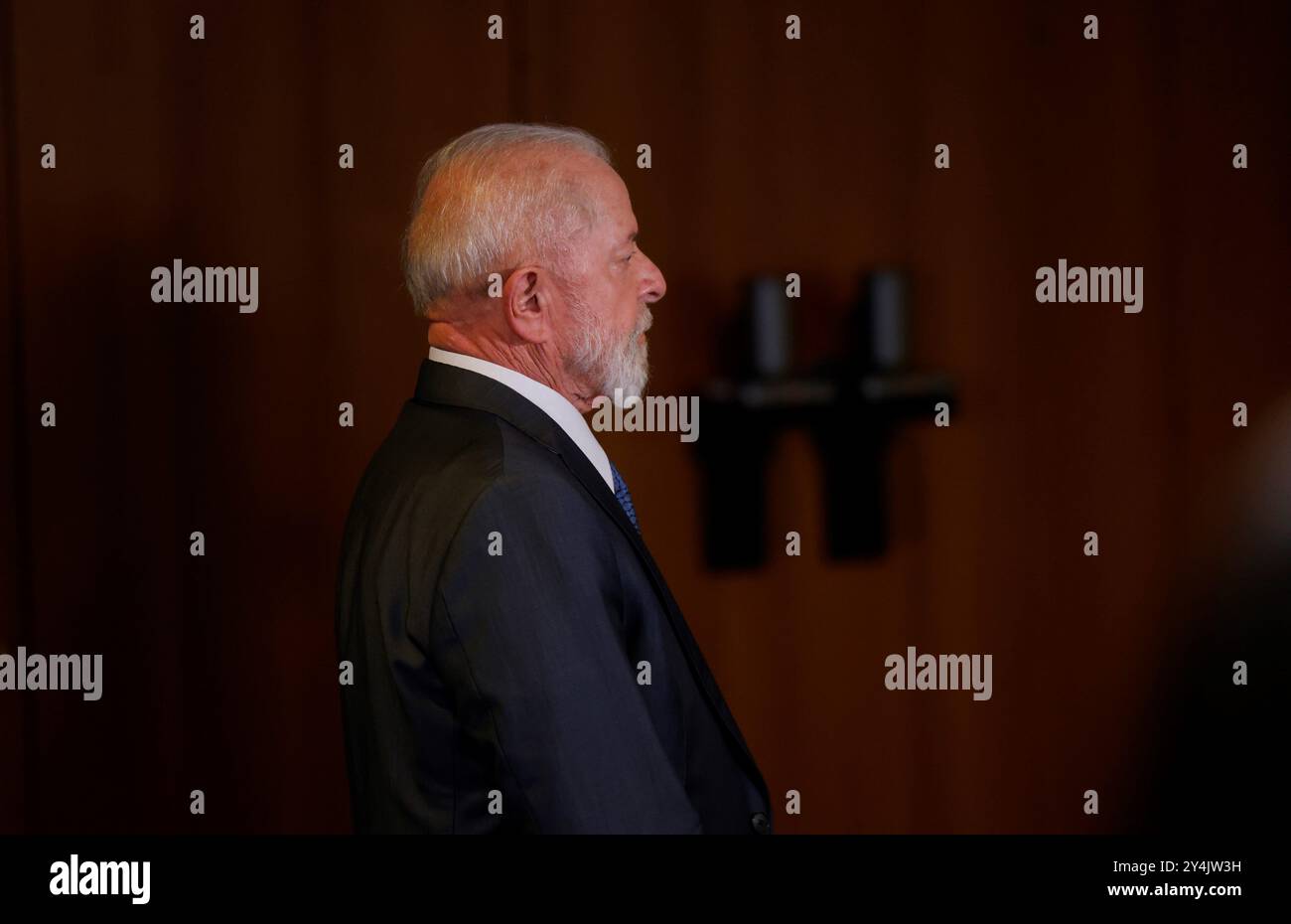 Ritratto di Lula da Silva, presidente del Brasile. Luiz Inacio Lula da Silva, del Partito dei lavoratori. Famoso leader politico sindacale dell'ala sinistra Foto Stock