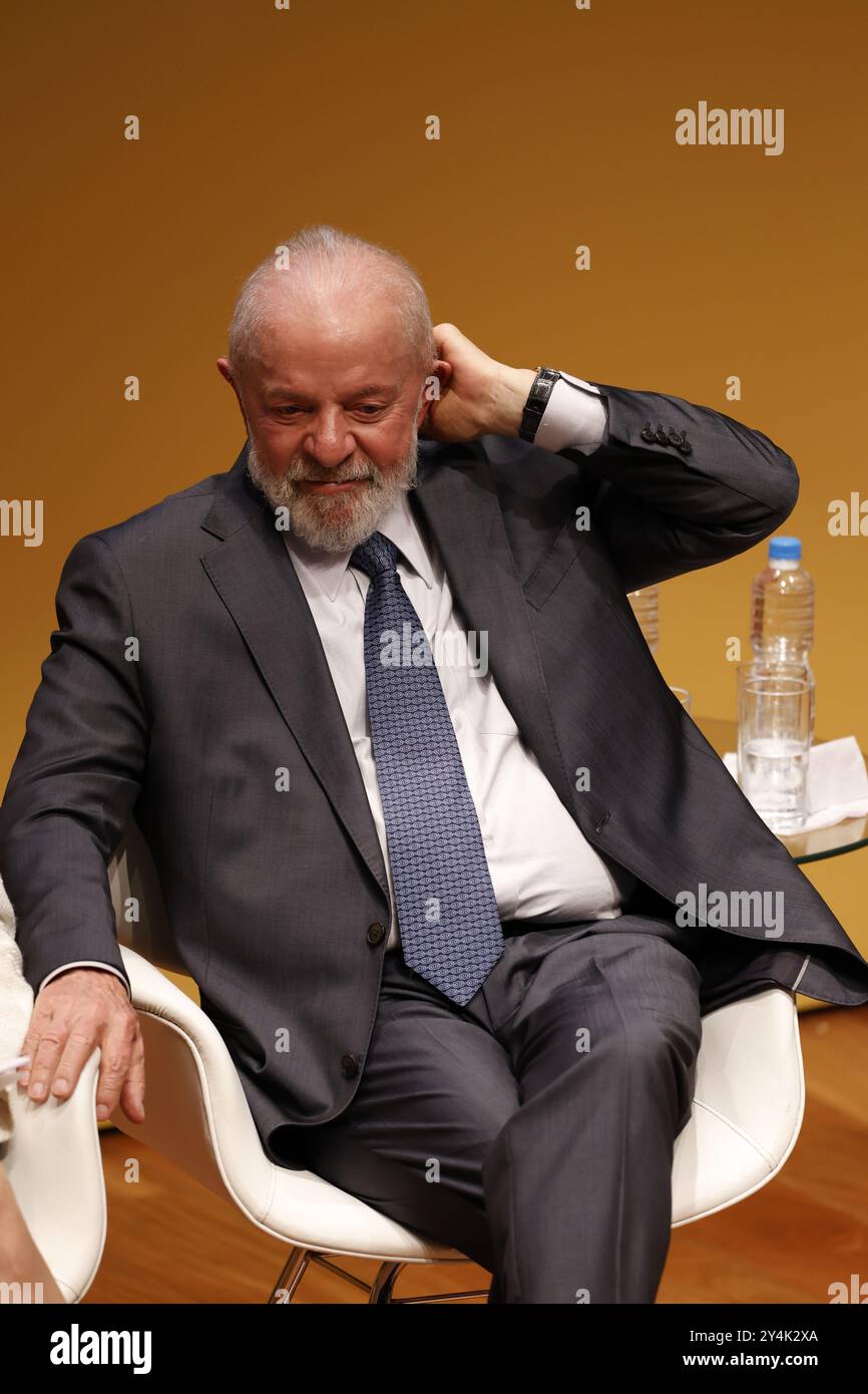 Ritratto di Lula da Silva, presidente del Brasile. Luiz Inacio Lula da Silva, del Partito dei lavoratori. Famoso leader politico sindacale dell'ala sinistra Foto Stock