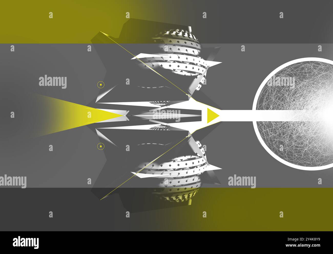 Navicella spaziale realizzata con rendering 3D con effetti speciali Foto Stock
