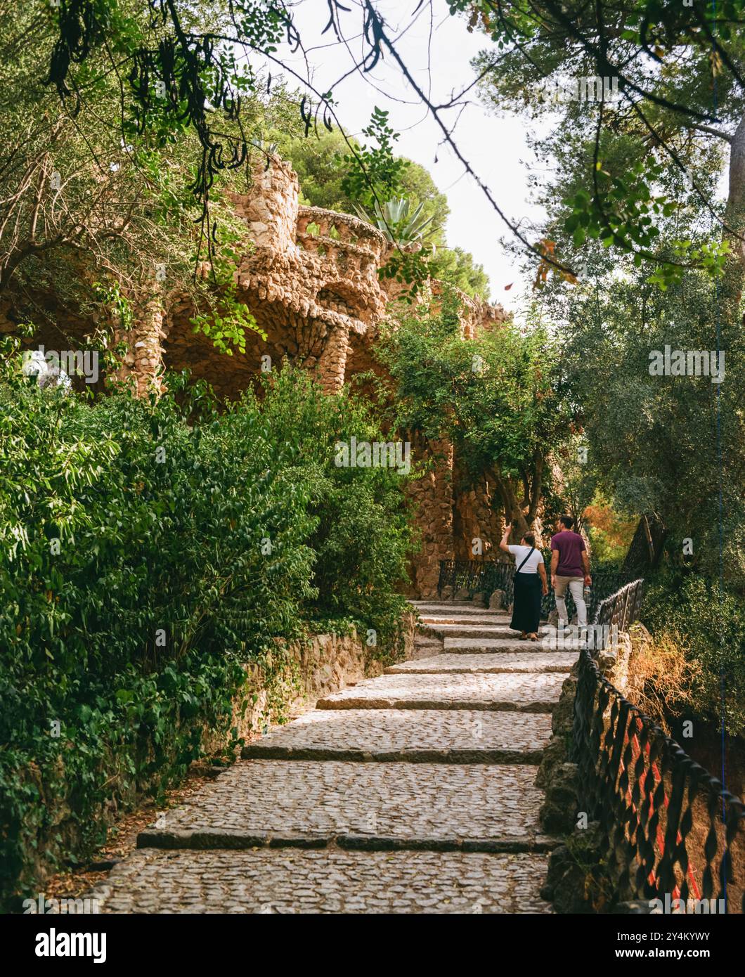 Park Güell, Barcellona, Catalogna, Spagna, Europa. Foto Stock