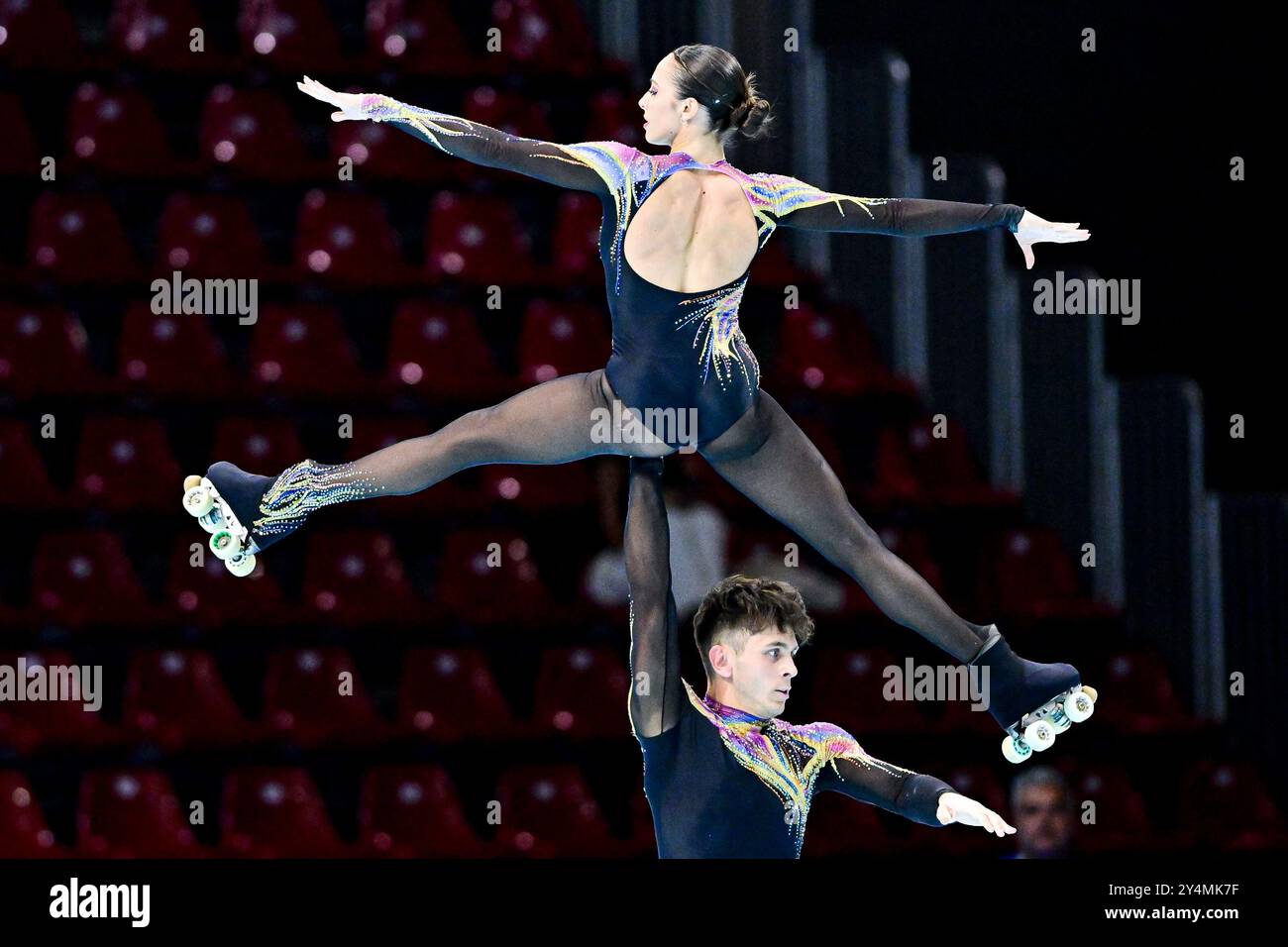 MICOL MILLS & TOMMASO CORTINI (ITA), durante Senior Pairs, Long Program, agli Artistic World Skate Games 2024, alla Fiera di Rimini, il 16 settembre 2024 a Rimini. Crediti: Raniero Corbelletti/AFLO/Alamy Live News Foto Stock