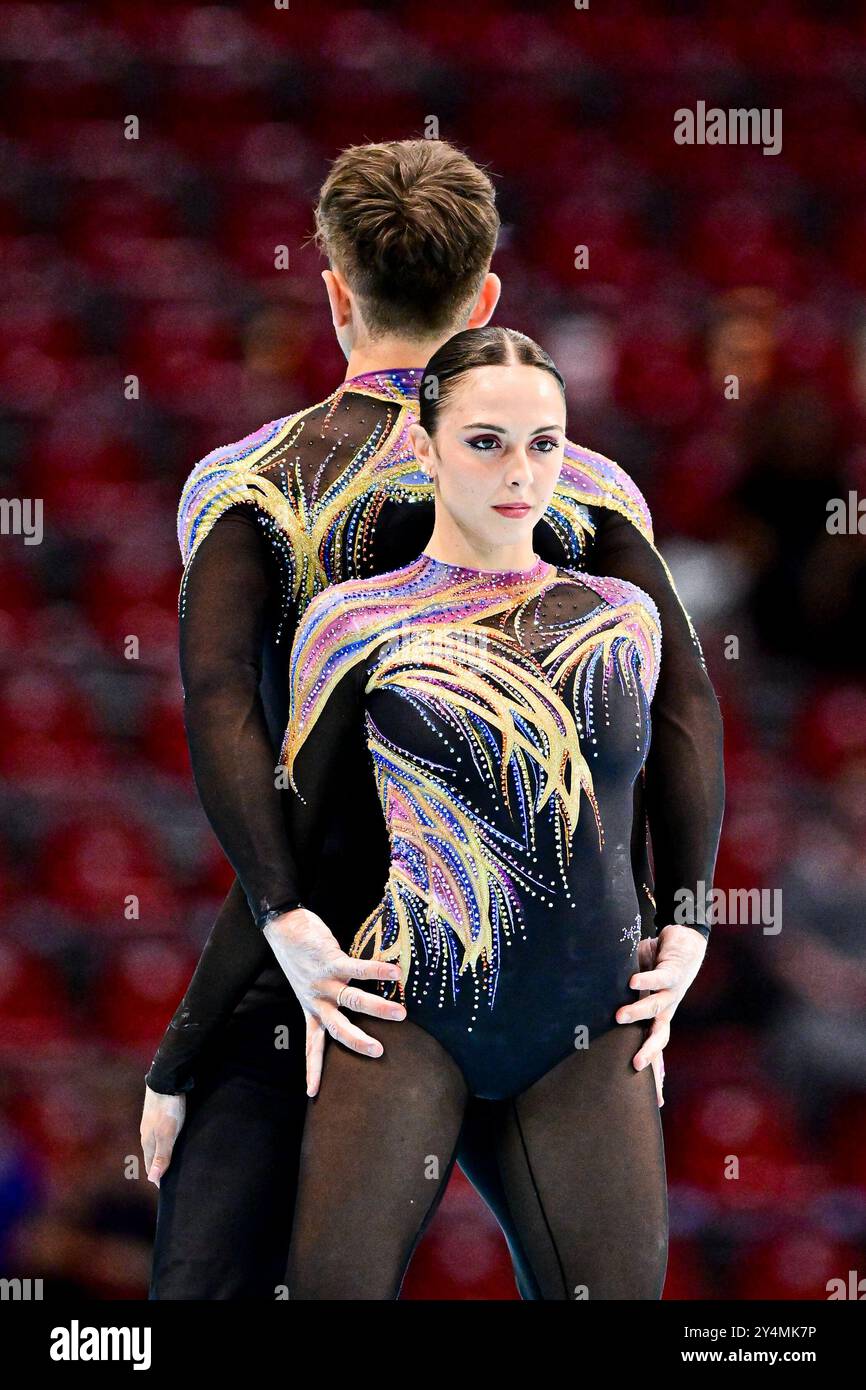MICOL MILLS & TOMMASO CORTINI (ITA), durante Senior Pairs, Long Program, agli Artistic World Skate Games 2024, alla Fiera di Rimini, il 16 settembre 2024 a Rimini. Crediti: Raniero Corbelletti/AFLO/Alamy Live News Foto Stock